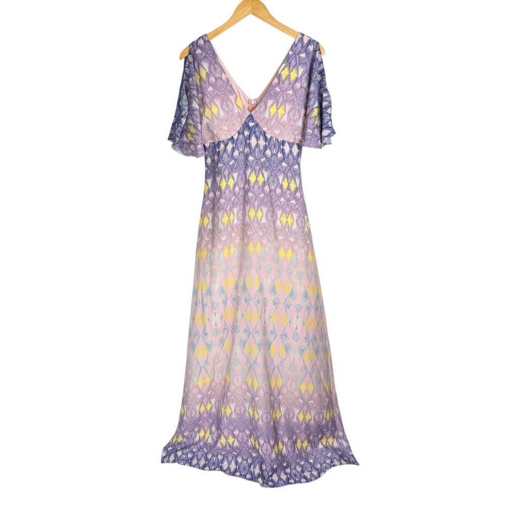Mark + James by Badgley Mischka Maxi Dress Womens Sz 2 Printed Babydoll